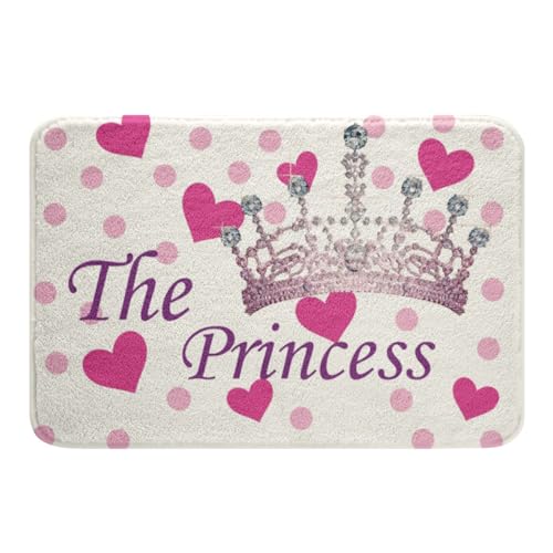 The Crown Badematten, modischer Prinzessinnenkronen-Badteppich, rosa Herzen, Punkte-Druck, Badezimmermatten, Teppiche für Kinder, Frauen, Mädchen, Raumdekoration, rutschfest, saugfähig The Crown Badematten, modischer Prinzessinnenkronen-Badteppich, rosa Herzen, Punkte-Druck, Badezimmermatten, Teppiche für Kinder, Frauen, Mädchen, Raumdekoration, rutschfest, saugfähig von Manfei
