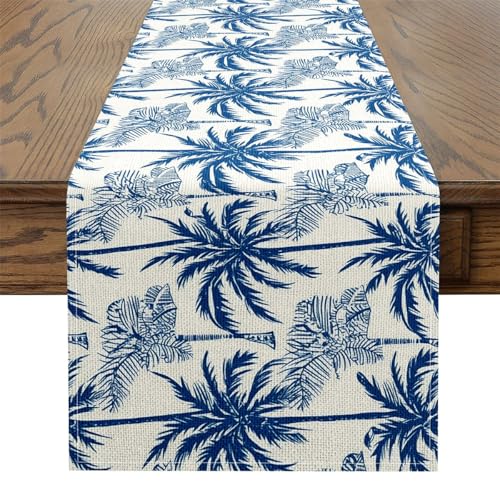 Tischläufer mit Palmen für Küche, Esstisch, tropische Kokosnussbäume, natur, botanisches Tischkleid für Couchtisch, rustikales Sommer-Hawaii, beige-blau, Tischdekoration in der Mitte, 121,9 x 33 cm Tischläufer mit Palmen für Küche, Esstisch, tropische Kokosnussbäume, natur, botanisches Tischkleid für Couchtisch, rustikales Sommer-Hawaii, beige-blau, Tischdekoration in der Mitte, 121,9 x 33 cm von Manfei