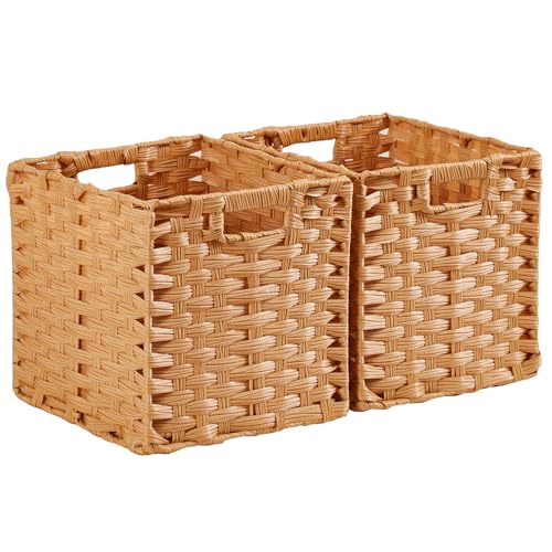 Mangata 2er-Set Körbe Aufbewahrung Geflochten aus Polypropylene, 28x28x28 cm, Kallax Boxen, Quadratisch, mit Tragegriffen, Wasserdicht, Schimmelresistent, für Regale, Schränke, Bad(Beige) Mangata 2er-Set Körbe Aufbewahrung Geflochten aus Polypropylene, 28x28x28 cm, Kallax Boxen, Quadratisch, mit Tragegriffen, Wasserdicht, Schimmelresistent, für Regale, Schränke, Bad(Beige) von Mangata