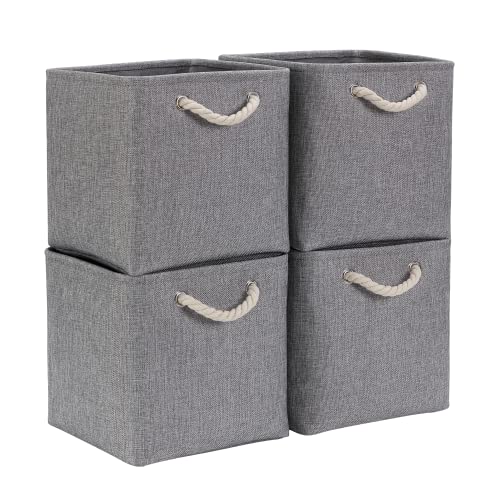 Mangata Aufbewahrungsbox Stoff, aufbewahrungskorb Grau, Korbe Stoff in Würfel (30x30x30 cm) für Schrank, Regal, und Kleidung, (Faltbare, 4er Pack) von Mangata