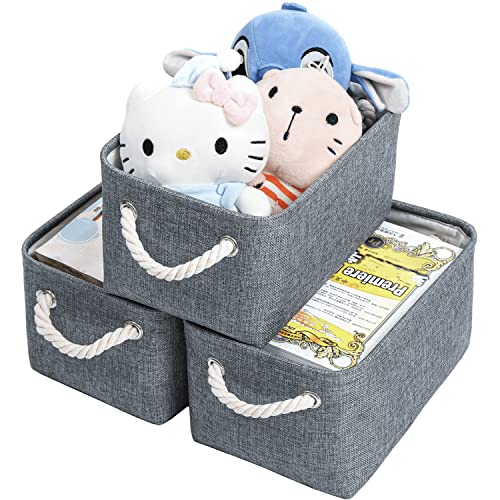 Mangata Aufbewahrungsbox,[3er Pack] Aufbewahrungskorb Stoff Box für Spielzeug, Socken und andere kleine Gegenstände (Kleine, Dunkelgrau) von Mangata