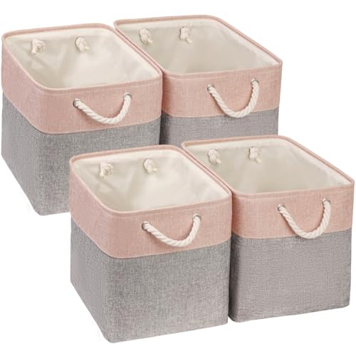 Mangata Aufbewahrungsbox Stoff,33 x 38 x 33 cm Großer Aufbewahrungskorb, Korb Aufbewahrung für Schrank, Regal,Kleidung(Graues Pulver, 4 Pack) von Mangata