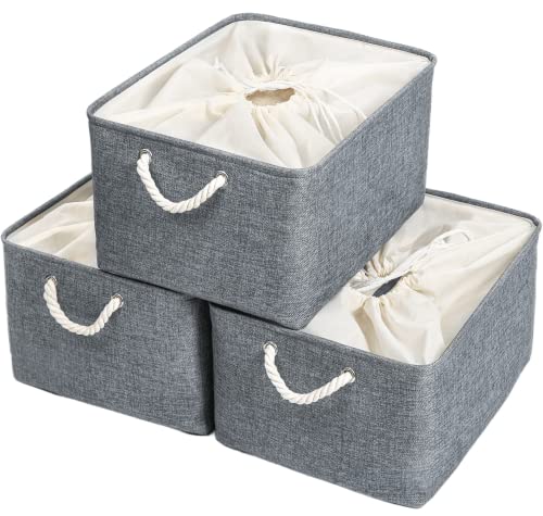 Mangata Aufbewahrungskorb,[3er Pack] Extra große Aufbewahrungsbox Stoff, Box für Schrank, Decke und Kleidung(XLarge, Dunkelgrau) von Mangata