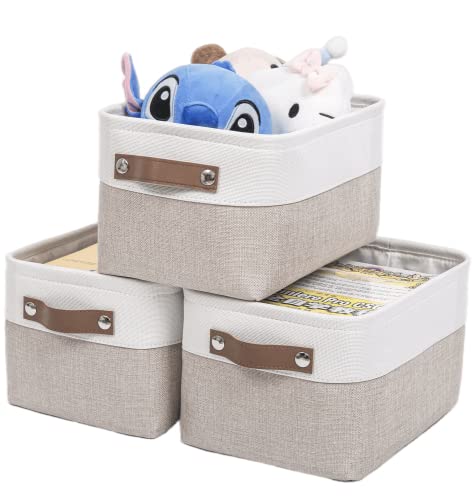 Mangata Aufbewahrungskorb, 3er Set Aufbewahrungsbox Stoff Box für Schrank, Decke und Kleidung(Khaki, Medium) von Mangata