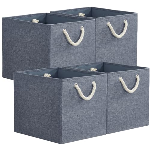 Mangata Faltbare Aufbewahrungsboxen, 33 x 38 x 33 cm Aufbewahrungswürfel mit Seilgriffen, Große Stoffbox für Würfelregal, Organizer für Kleidung, Kaltgrau von Mangata