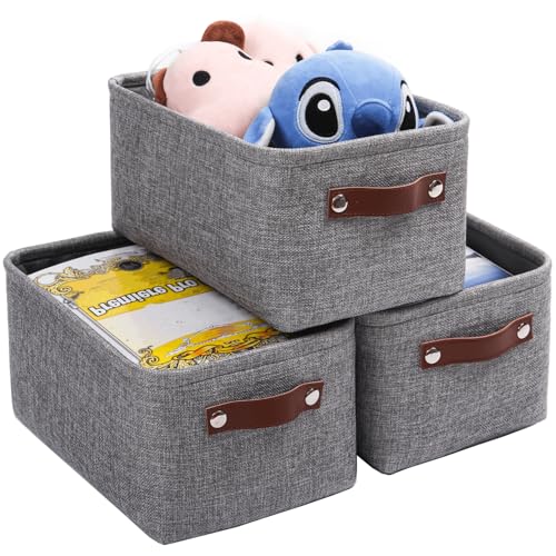 Mangata Grau Aufbewahrungsbox aus Stoff, Waschbar Aufbewahrungskorb aufbewahrung für spielzeug, Kleidung, Regale (3er Set, Mittel) von Mangata