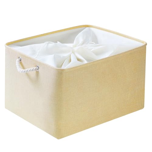 Mangata Zusammenklappbare, verdickte Aufbewahrungsbox aus Leinen mit Seilgriffen (Beige, XXLarge) von Mangata