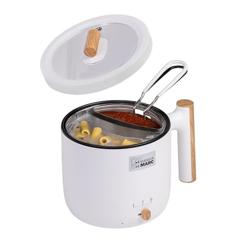 MangiaMarc All-In-One Pastapot I Nudelkocher mit Sieb & Sauciere | Pasta & Soße in nur 5 Minuten I Vollelektrischer Pastakocher I Kein Herd nötig von MangiaMarc