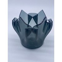 Vtg. Schwarz-Grauer Taschentuch-Kerzenhalter Aus Glas von MangilaraTreasures