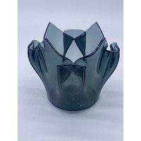Vtg. Schwarz-Grauer Taschentuch-Kerzenhalter Aus Glas von MangilaraTreasures