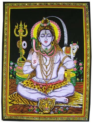 Lungta Imports Indische Wanddekoration, schöne meditative Shiva-Yoga-Wandteppiche 43 "X 30" Zoll Bunt von Mango Gifts