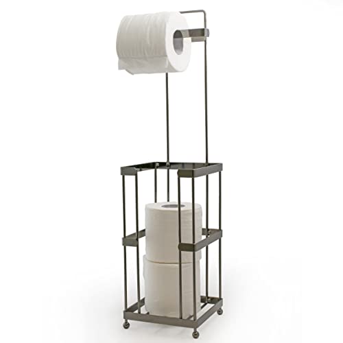 Mango Steam Floor Freistehender Toiletten-/Seidenpapierhalter mit Rollenaufbewahrung – Grau Silber von Mango Steam