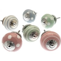 6Er Set Keramik Knäufe Handbemalt Küchenschrank Shabby Chic Mintgrün, Rosa Und Hellgrau - Perfekt Für Upcycling von MangoTreeKnobsShop