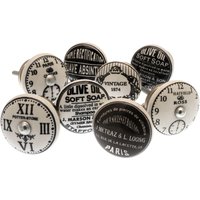 Türknäufe Aus Keramik in Schwarz-Weiß-Weinlese Mit Antiken Etiketten - 8Er-Set von MangoTreeKnobsShop