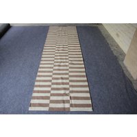3X11 Läuferteppich, Brauner Und Weißer Teppich, Gestreifter Kelimteppich, Gestreifter Treppenteppich, Größe 94cm X 330cm 3X11 Läuferteppich, Brauner Und Weißer Teppich, Gestreifter Kelimteppich, Gestreifter Treppenteppich, Größe 94cm X 330cm von MangolArts
