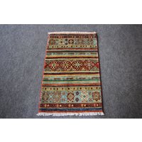 Handgemachter Teppich, Naturbelassener Wollteppich, Wandbehang 3X5 Eingang Innenteppich, Willkommen Größe 103 cm X 151/3, 4 F T 5 von MangolArts