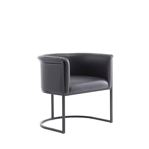 Manhattan Comfort Bali Mid Century Moderner Esszimmerstuhl, Kunstleder, Schwarz von Manhattan Comfort