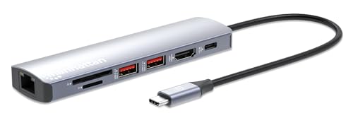 MANHATTAN 153966 Docking Station USB-C PD 7-in-1 4K Hub Multiport Silver von Manhattan