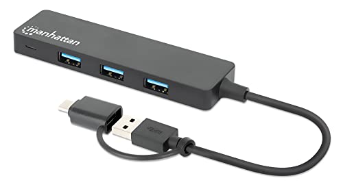 MANHATTAN 180863 Hub USB 3.2 Gen1 4 Anschlüsse Combo USB-A und USB-C™ Schwarz von Manhattan