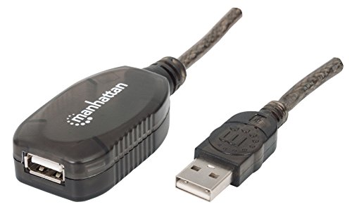 Manhattan 150958 Hi-Speed USB 2.0 Repeater Kabel ( USB A-Stecker auf A-Buchse / in Reihe schaltbar ) 20 m Silber von Manhattan