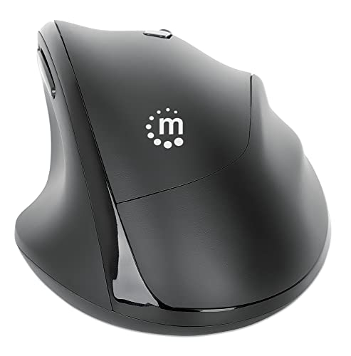 Manhattan 190237 Ergonomische Wireless Maus mit USB-A und USB-C™ 2-in-1 Receiver schwarz von Manhattan