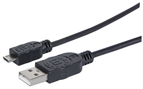 Manhattan 307178 Hi-Speed USB 2.0 Anschlusskabel (A-Stecker / Micro-B-Stecker) 1,8 m schwarz, 3 Stück von Manhattan