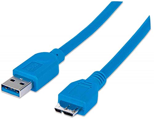 Manhattan 325417 SuperSpeed USB 3.0 Anschlusskabel (A-Stecker auf Micro-B-Stecker) 1 m blau von Manhattan