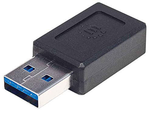 Manhattan 354714 SuperSpeed+ USB C Adapter USB 3.1, 2G, Typ A Stecker auf Typ C Buchse 10 Gbps schwarz von Manhattan