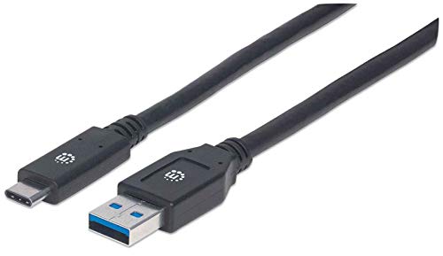 Manhattan 354981 USB 3.1 Typ C Gen1-Kabel Typ C-Stecker auf Typ A-Stecker 5 Gbit/s, 3m schwarz von Manhattan