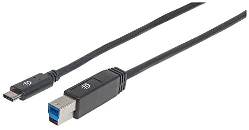 Manhattan 354998 USB 3.1 Typ C Gen1-Kabel Typ C-Stecker auf Typ B-Stecker 5 Gbit/s, 2m schwarz von Manhattan