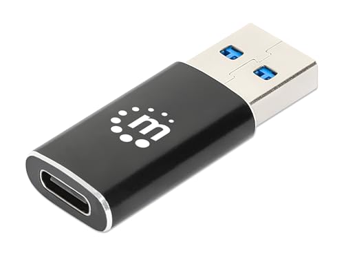 Manhattan Adapter USB 3.2 Gen 2 Typ A-Stecker auf Typ C-Buchse, 10 Gbit/s SuperSpeed+ USB, 3 A, Aluminium, schwarz Manhattan Adapter USB 3.2 Gen 2 Typ A-Stecker auf Typ C-Buchse, 10 Gbit/s SuperSpeed+ USB, 3 A, Aluminium, schwarz von Manhattan