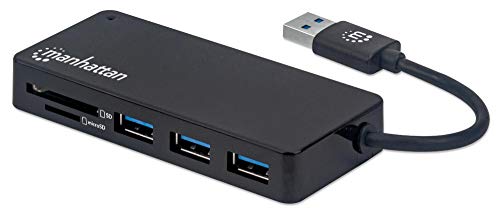 Manhattan-Products 164931 USB Hub mit Micro / SD Kartenleser - Multiport mit SuperSpeed 3 x USB 3.1 Ports, 2 x Slots für SD-Karten, Plug&Play, Notebook Manhattan-Products 164931 USB Hub mit Micro / SD Kartenleser - Multiport mit SuperSpeed 3 x USB 3.1 Ports, 2 x Slots für SD-Karten, Plug&Play, Notebook von Manhattan