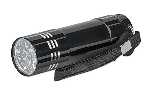 Manhattan-Products LED Taschenlampe mit Schlaufe - Aluminium Taschenlampe inkl. 3 AAA-Batterien, Kompakt, Outdoor, Handtasche, 45 Lumen - Schwarz, 960311 von Manhattan