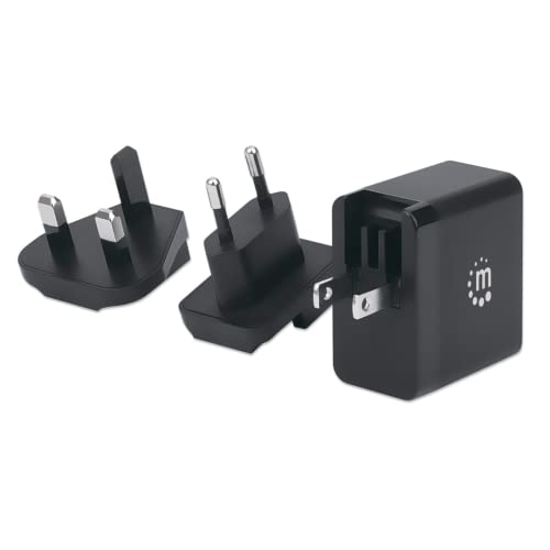 Manhattan-Products Power Delivery USB-C inkl. EU, UK & US Stecker - Wandladegerät für Type-C USB Devices, Wechselbare Stecker, GaN Tech & PI-Chipsatz von Manhattan