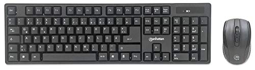 Manhattan-Products Wireless Desktop Set - PC Funkmaus & Funktastatur, Gaming Mouse, Tastatur, Maus, USB-Funkempfänger, Computer, Zubehör - Schwarz von Manhattan