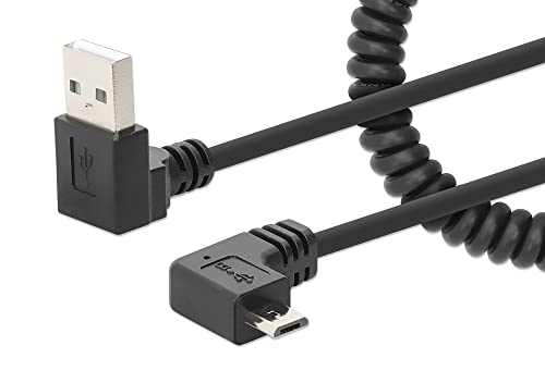 Manhattan Spiralkabel USB-A auf Micro-USB Ladekabel 1m schwarz von Manhattan