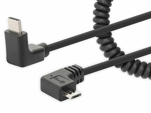Manhattan Spiralkabel USB-C auf Micro-USB Ladekabel 1m schwarz von Manhattan
