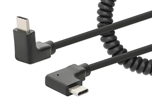 Manhattan Spiralkabel USB-C auf USB-C Ladekabel 1m schwarz von Manhattan