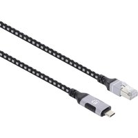 Manhattan USB-Kabel USB 3.2 Gen1 (USB 3.0 / USB 3.1 Gen1) RJ45, USB-C® Stecker 200 cm Schwarz/Silber von Manhattan