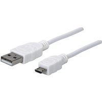 Manhattan - USB-Kabel usb 2.0 usb-a Stecker, USB-Micro-B Stecker 1.80 m Weiß UL-zertifiziert 324069 von Manhattan