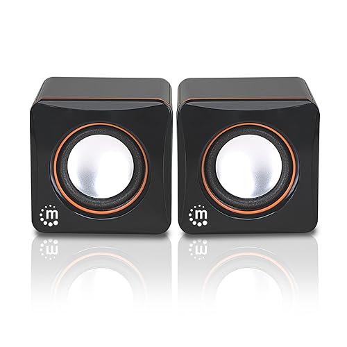 Manhattan Lautsprecher Set (5 Watt, 3,5mm Klinke Stecker, USB-Stromversorgung, für PC, Laptop, Tablet und Smartphone) schwarz/orange, 161435 Manhattan Lautsprecher Set (5 Watt, 3,5mm Klinke Stecker, USB-Stromversorgung, für PC, Laptop, Tablet und Smartphone) schwarz/orange, 161435 von Manhattan