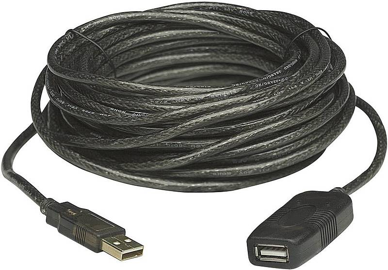 Manhattan Usb 2.0 Verlängerungskabel 20 M Folienschirmung 480 M Bit/S Schwarz B-Ware von Manhattan