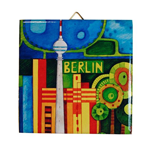 Mania-Manufaktur Dekorative Wand - Fliese: Verschiedene Berliner Motive, bunt (Fernsehturm Tag) von Mania-Manufaktur