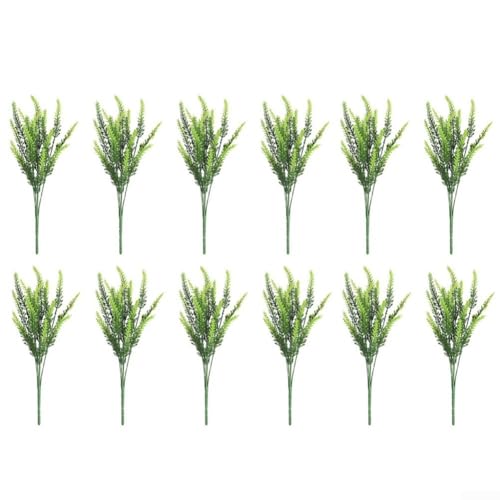 12 künstliche Lavendelblumen, künstlicher Lavendel, für Garten, Terrasse und Innenräume (grün) von Manillefu
