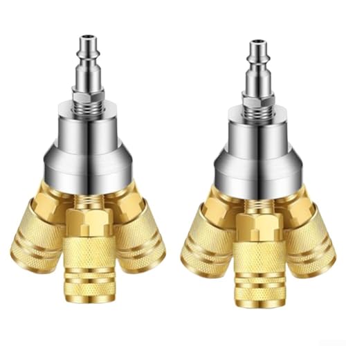 2 Stück 3-Wege-Luftverteiler, 3-Wege-Schnellverbinder, Luftkompressor-Verteiler, 6,35 mm Schlaucharmaturen, Kupplung, Verteiler, Multi-Splitter von Manillefu