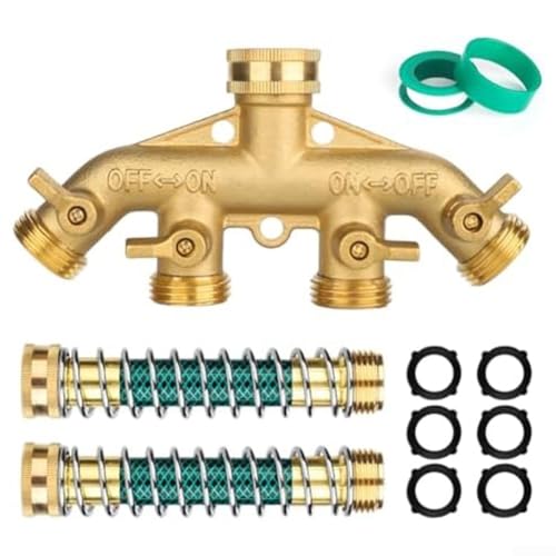 4 Wege Gartenschlauch Spender Gartenschlauch Verteiler Messing Gartenschlauch Splitter mit 2 Verlängerungsadaptern 1 Rohband 6 Unterlegscheiben 4 Wege Gartenschlauch Spender Gartenschlauch Verteiler Messing Gartenschlauch Splitter mit 2 Verlängerungsadaptern 1 Rohband 6 Unterlegscheiben von Manillefu