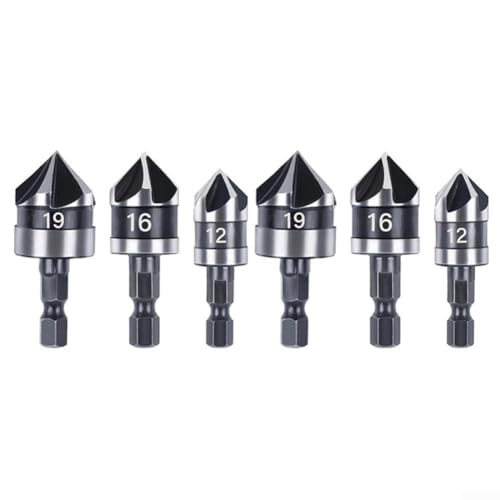 6-teiliges Sechskant-Bohrer-Set, Fünf-Blatt-Anfasmaschine, Sechskantschaftbohrer für Holz, Kunststoff und weiche Metalle 6-teiliges Sechskant-Bohrer-Set, Fünf-Blatt-Anfasmaschine, Sechskantschaftbohrer für Holz, Kunststoff und weiche Metalle von Manillefu