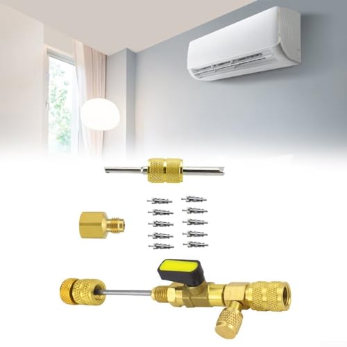 AC-Ventilkern-Entfernungswerkzeug, Klimaanlagen-Reparaturwerkzeug mit 5/16 Zoll Messingadapter, Automobil-Ventilkernentferner, Installateur Tool Kit von Manillefu
