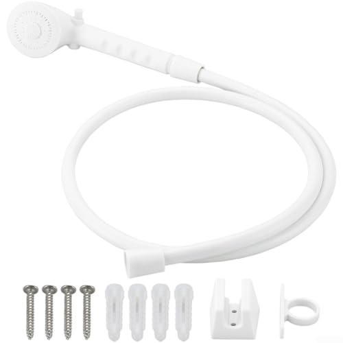 Duschkopf und Schlauch, schwarzes Duscharmatur-Set, leistungsstarker Handbrause, auslaufsicher (weiß) von Manillefu