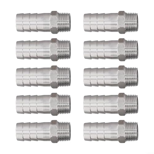 Edelstahl-Schlauchverbinder, 1/2 NPT Widerhaken, Wasserrohrverschraubungen mit 18 mm/19 mm/20 mm Widerhaken, Größe 10, Sechskantverschraubung (1/2 Zoll x 20 mm) von Manillefu